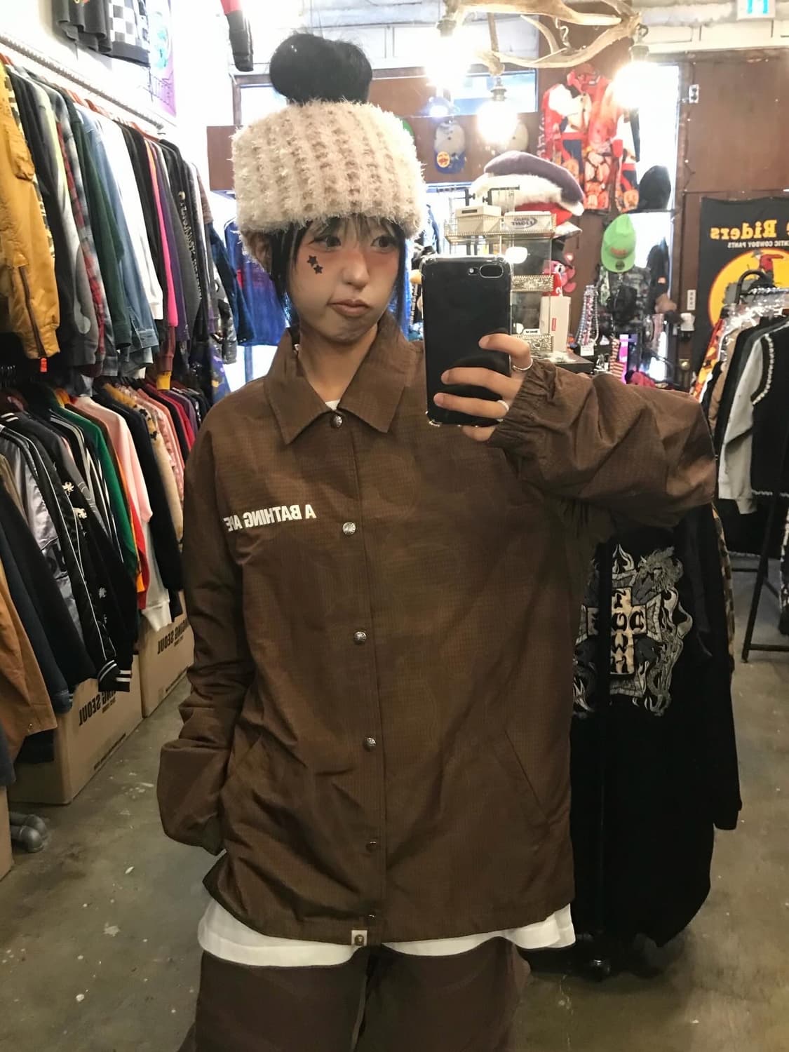 Bape Brown Pattern Coach Jacket  상품이미지8