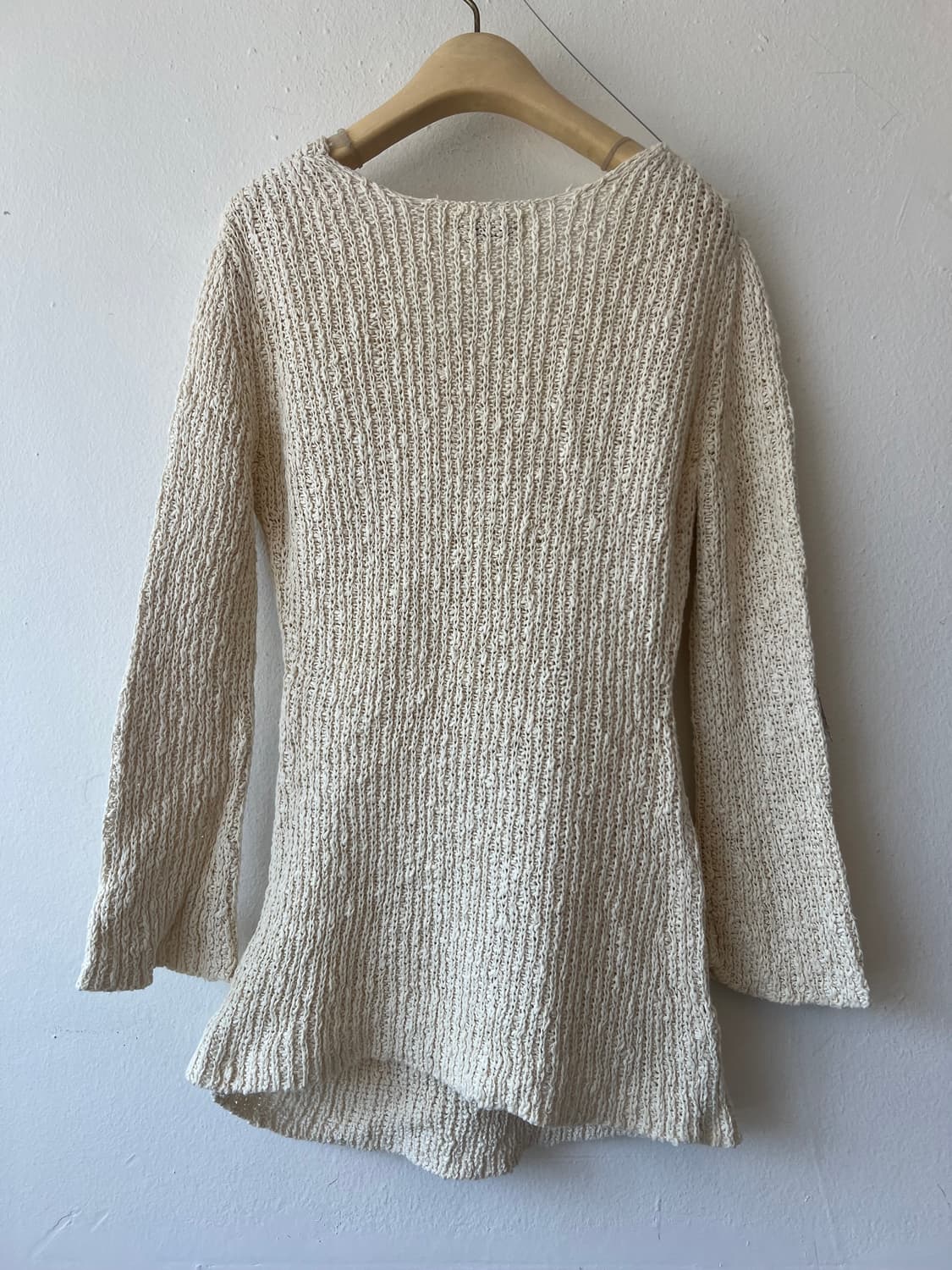 일본수입 23구 여성 크림아이보리 크로셰니트 코튼라운드니트 상품이미지3