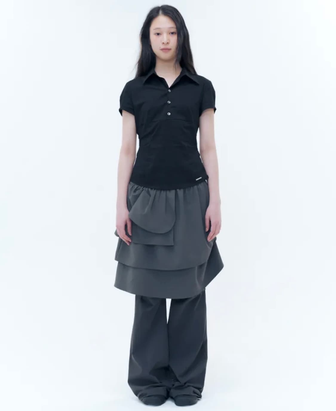 미세키서울 Fitted cap sleeves shirts BLACK  상품이미지3