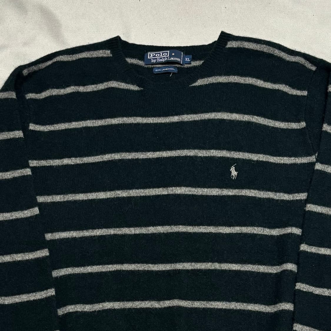 XL 폴로랄프로렌 화이트 포니 램스울 스트라이프 니트 상품이미지1
