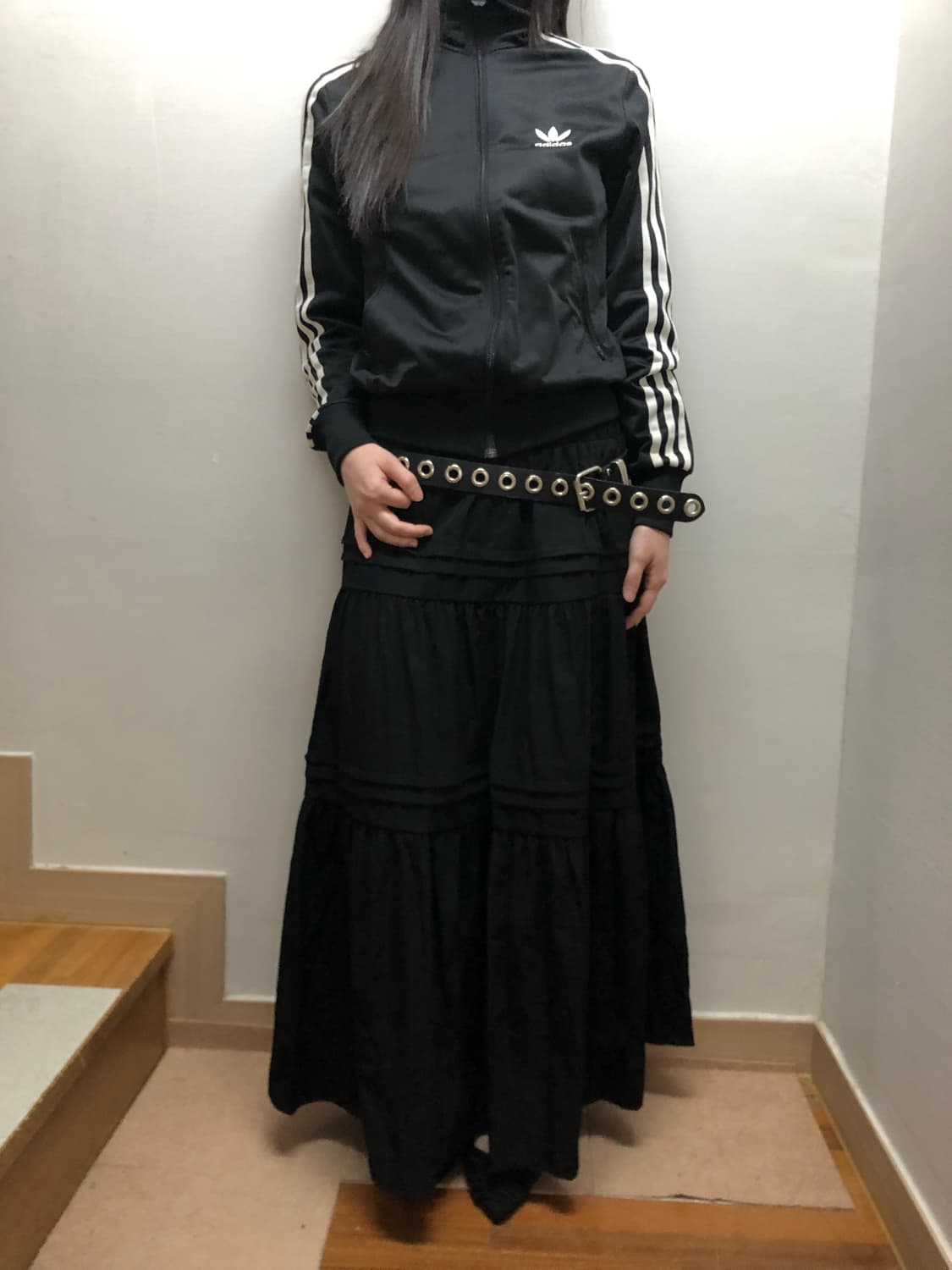 빈티지 블랙 프릴 롱 스커트 상품이미지2