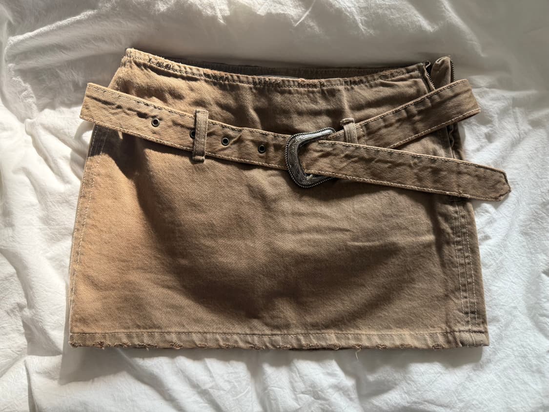 ZARA 데미지드 버클 포인트 스커트 / 브라운 상품이미지1