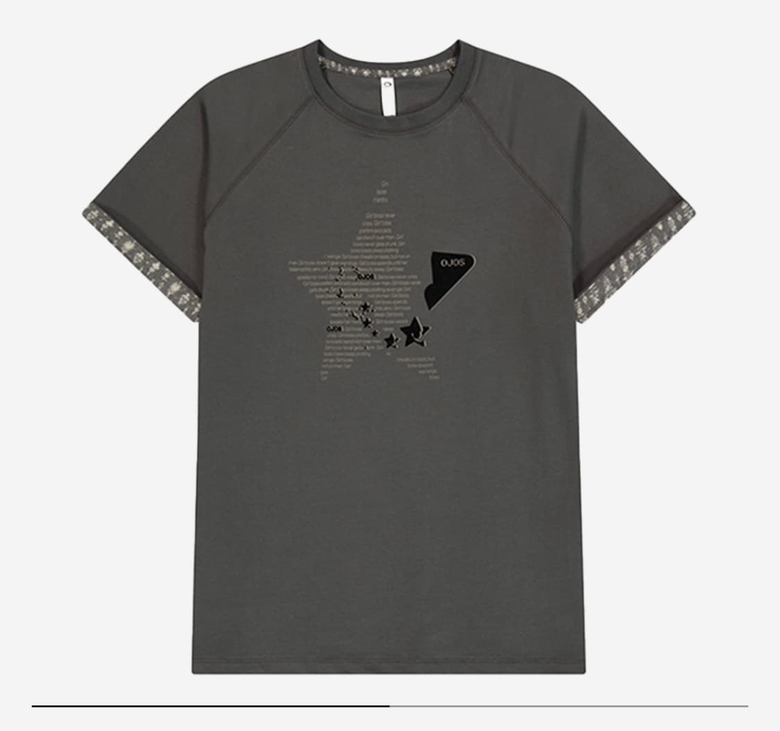 오호스 더블 슬리브 레글런 티셔츠 차콜 상품이미지1