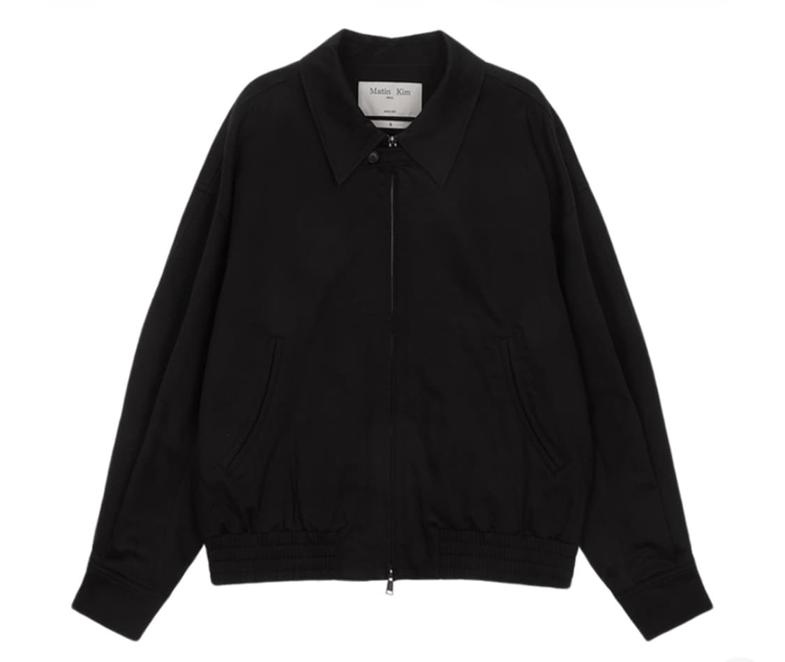 마뗑킴 코튼 블렌드 칼라 릴렉스드 봄버 자켓 블랙 상품이미지1