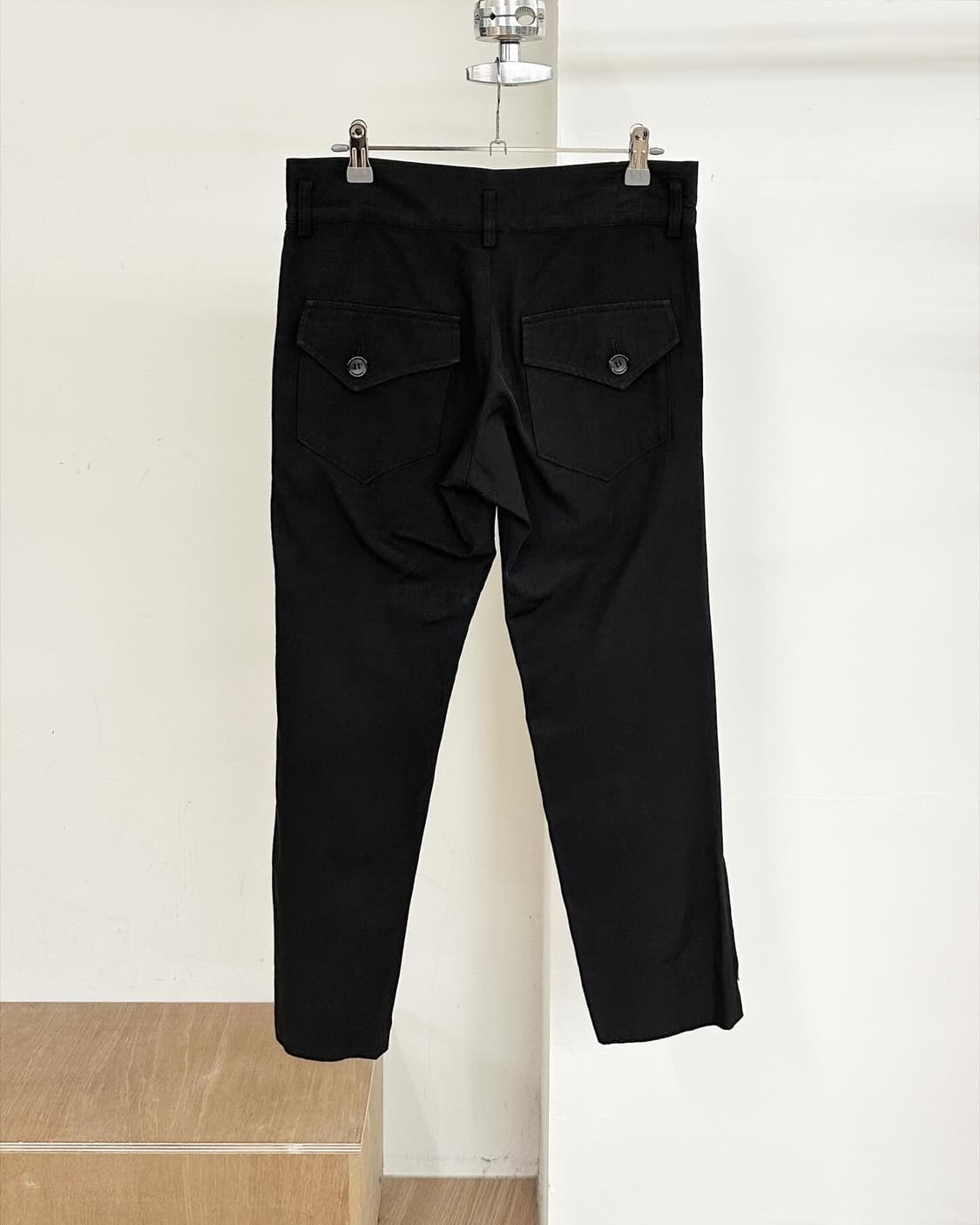 요지야마모토 블랙 투버튼 레이온 팬츠  상품이미지5