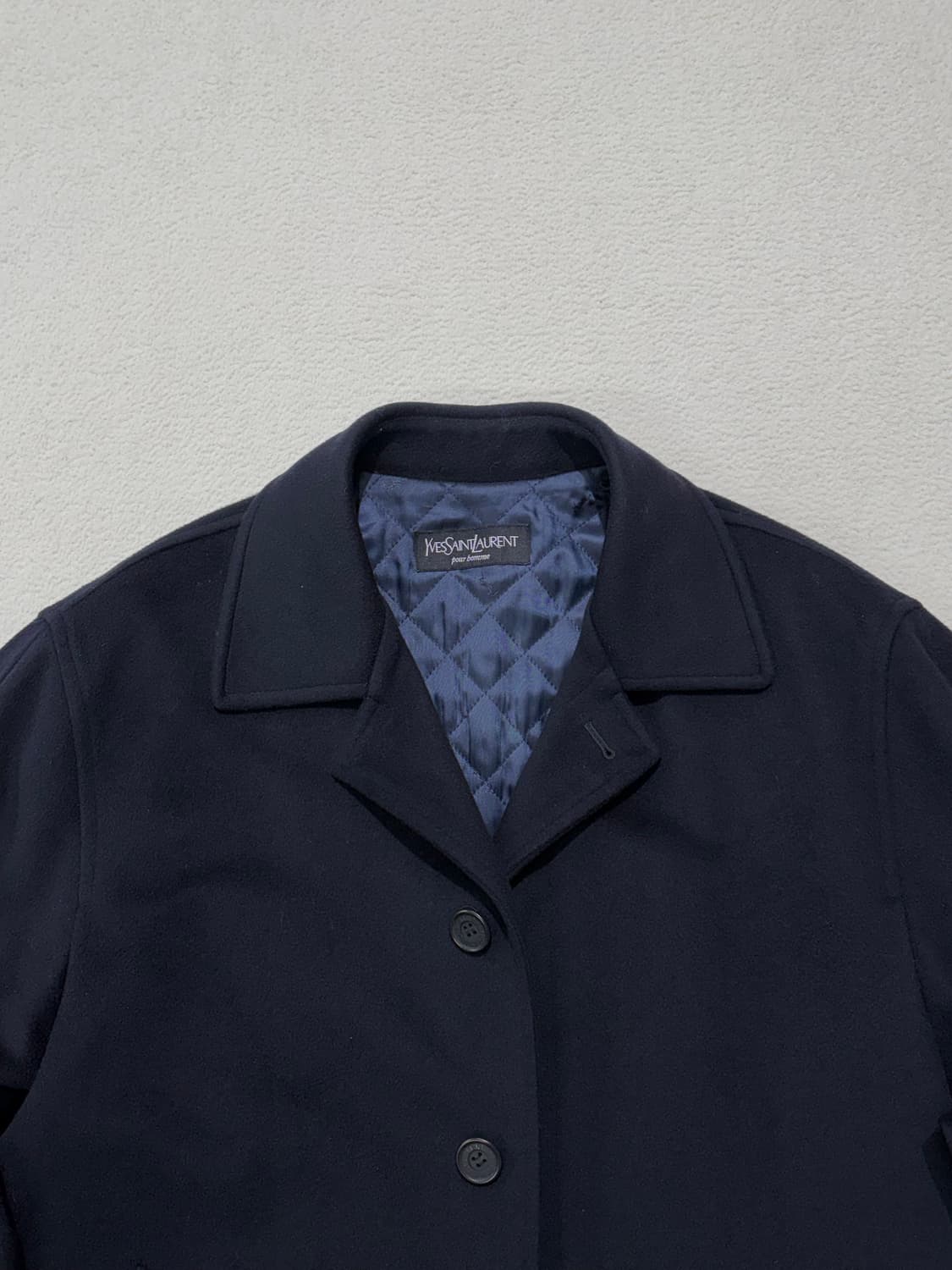 입생로랑 캐시미어 혼방 싱글 코트 네이비 95-100 상품이미지2