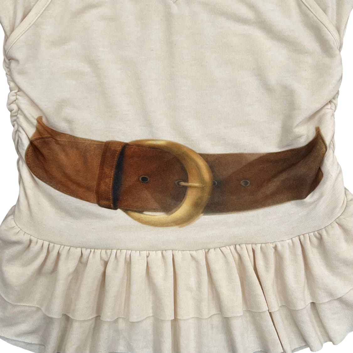 Belted Printing Beige Layering T Shirt 상품이미지5