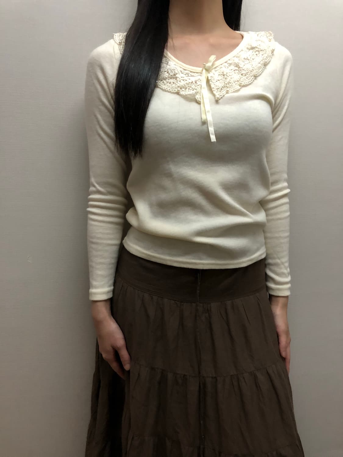 빈티지 아이보리 레이스 카라 티셔츠 상품이미지4