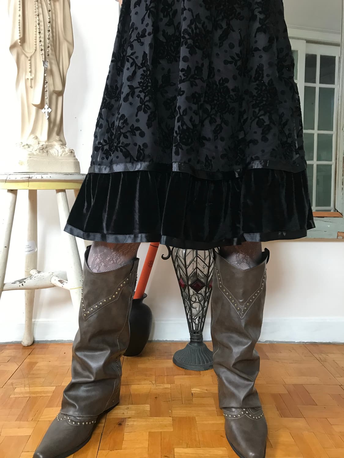  vintage pattern velvet one-piece 상품이미지2