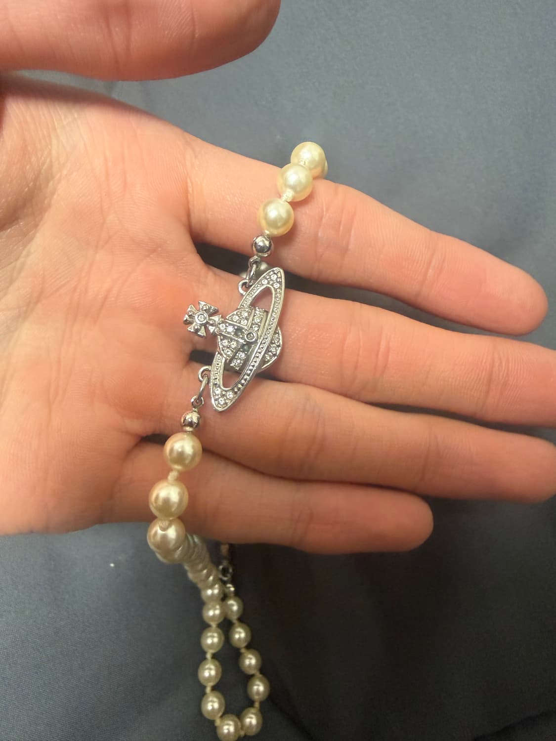 비비안웨스트우드 미니 바스 릴리프 초커 실버 상품이미지2