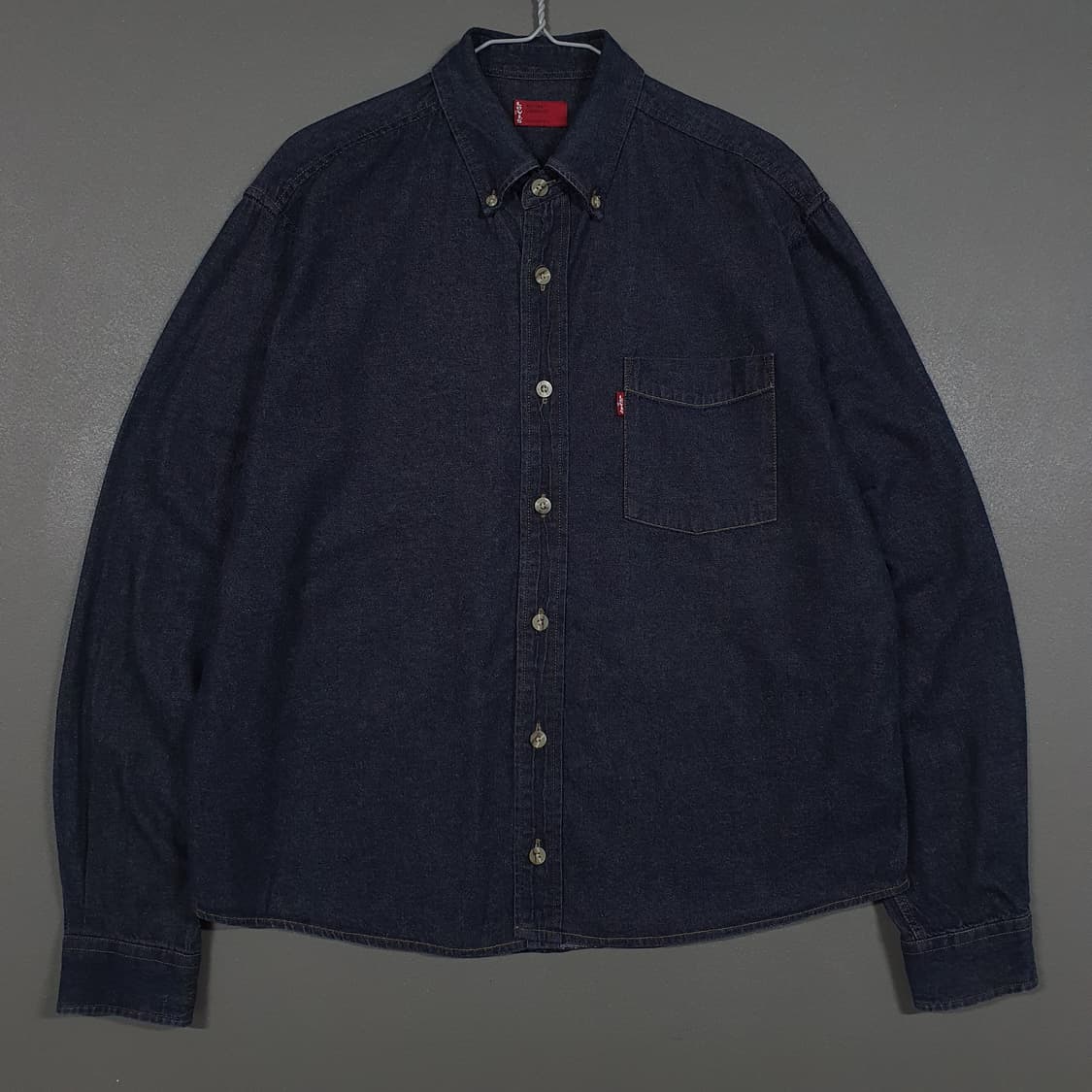 L (100) 리바이스 레드탭 포켓 버튼다운 생지 진청 데님 셔츠 남방 상품이미지1