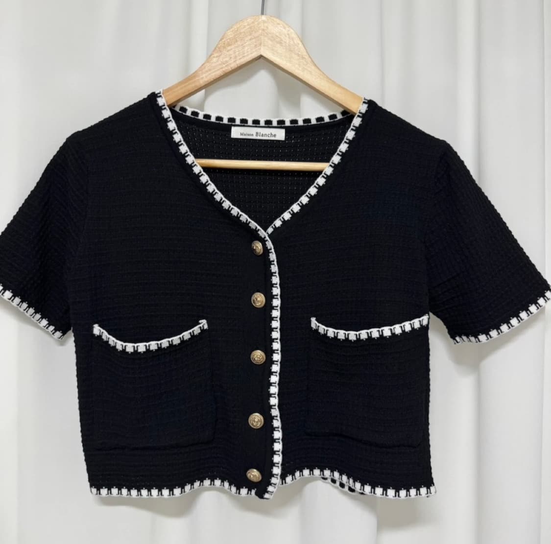 메종블랑쉬 블랙 반팔 가디건 상품이미지2