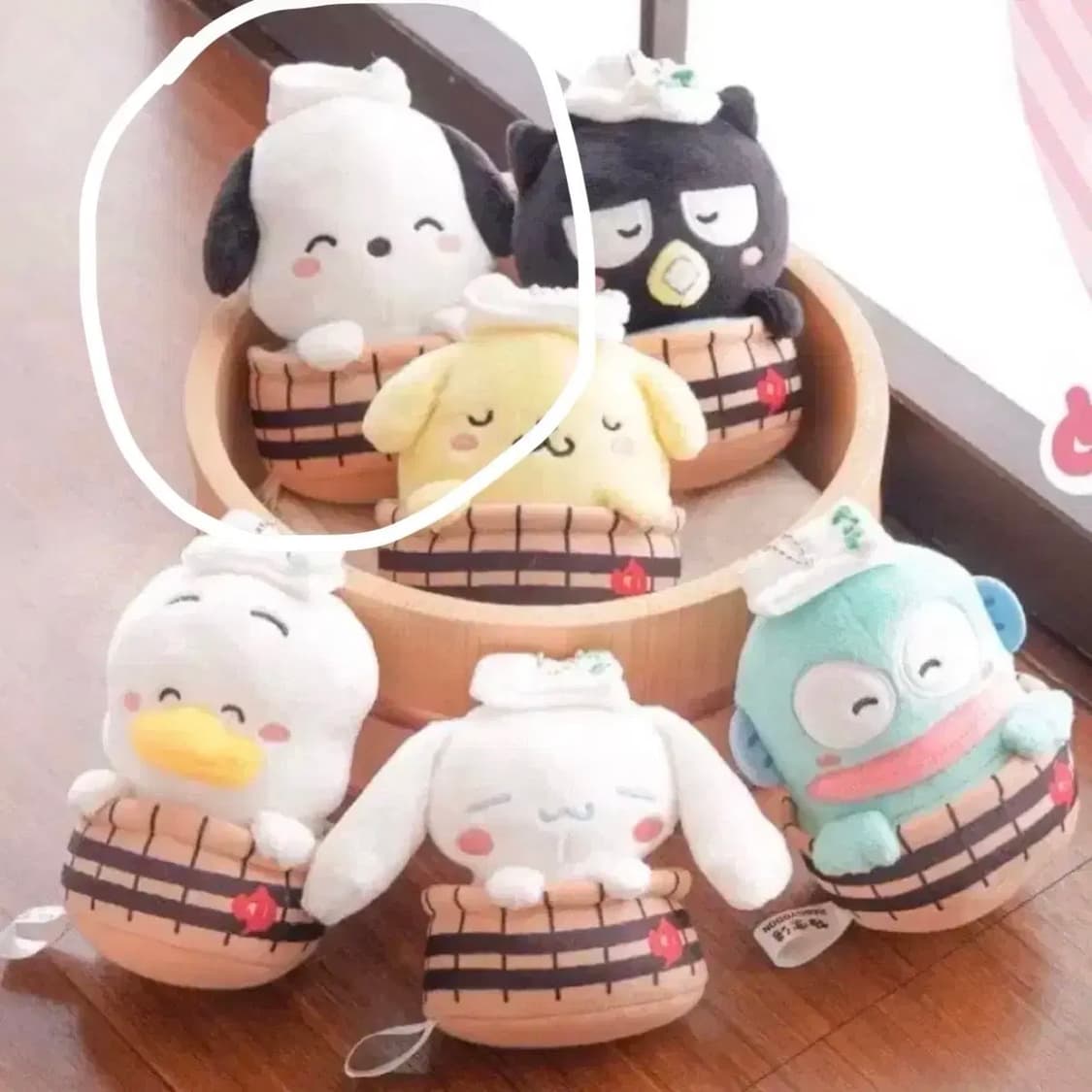 [한정판/새상품] 산리오X라쿠스파 온천 콜라보 포차코 인형 키링 미개봉 상품이미지2