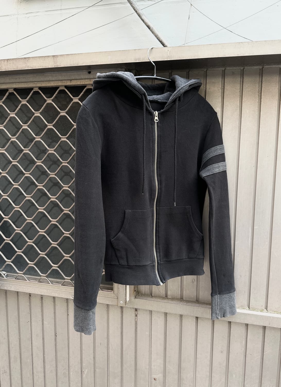 Vintage side stripe slim double hoodie 상품이미지5