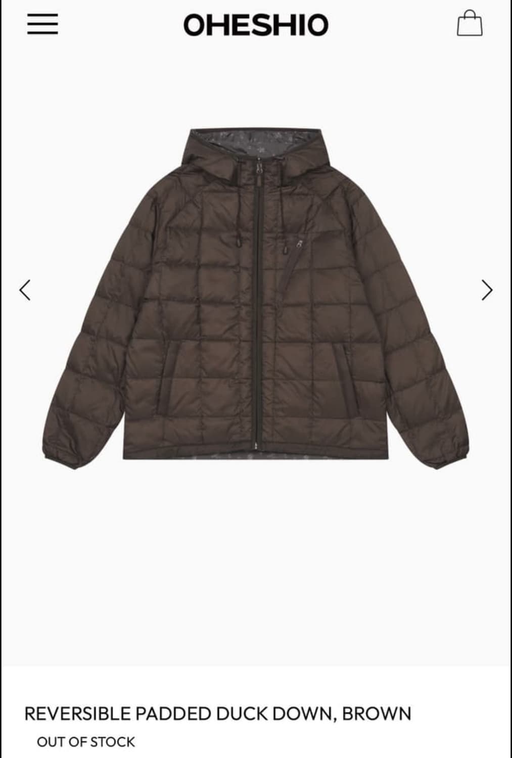 오헤시오 리버시블 브라운 패딩 상품이미지1