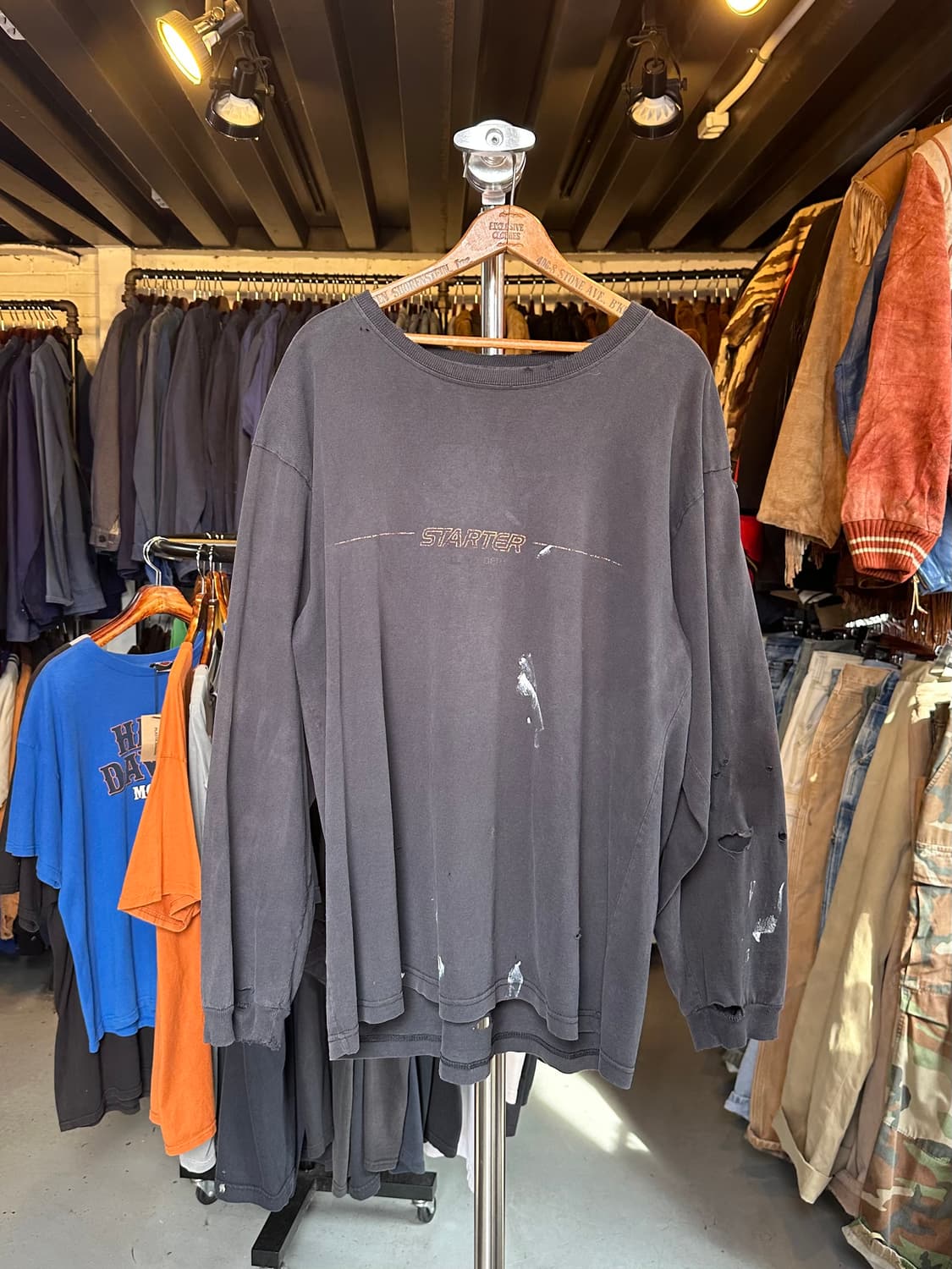 스타터 페이드 데미지 프린팅 롱슬리브 티셔츠 상품이미지1