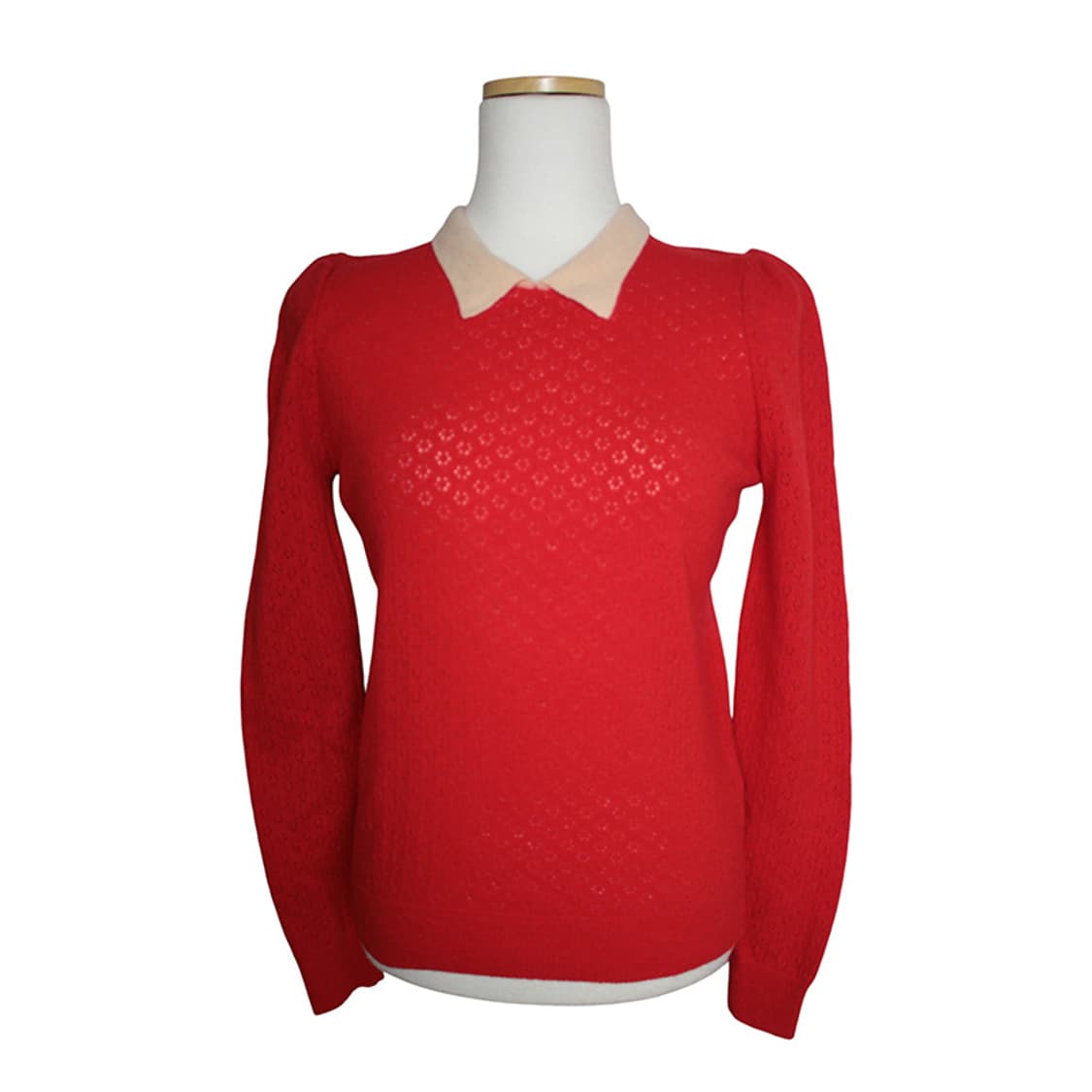 베이킹파우더 레드 투톤 니트 상의 44 상품이미지1