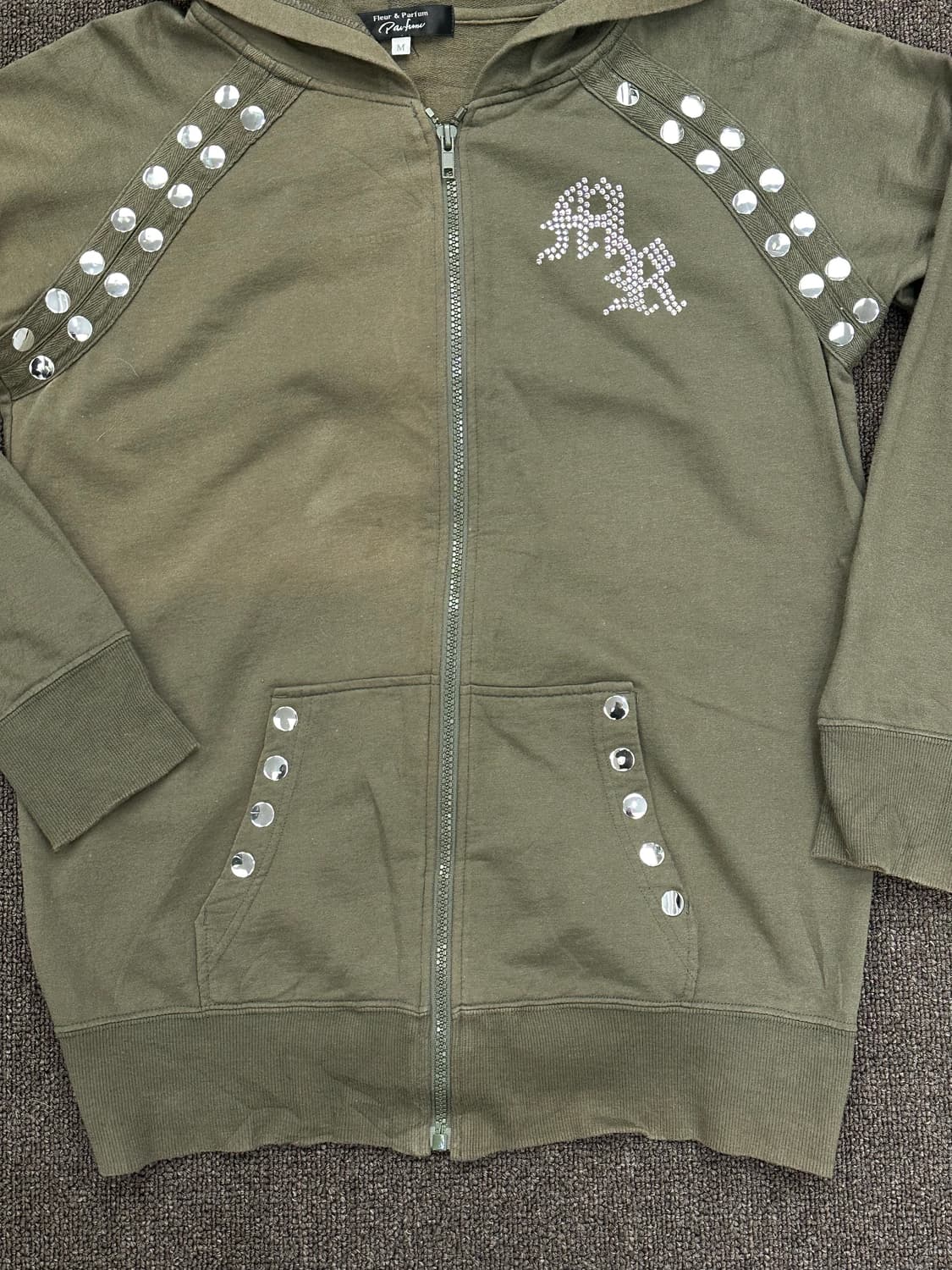 M)Japanese vintage 여성 스터드 카키 후디 상품이미지2