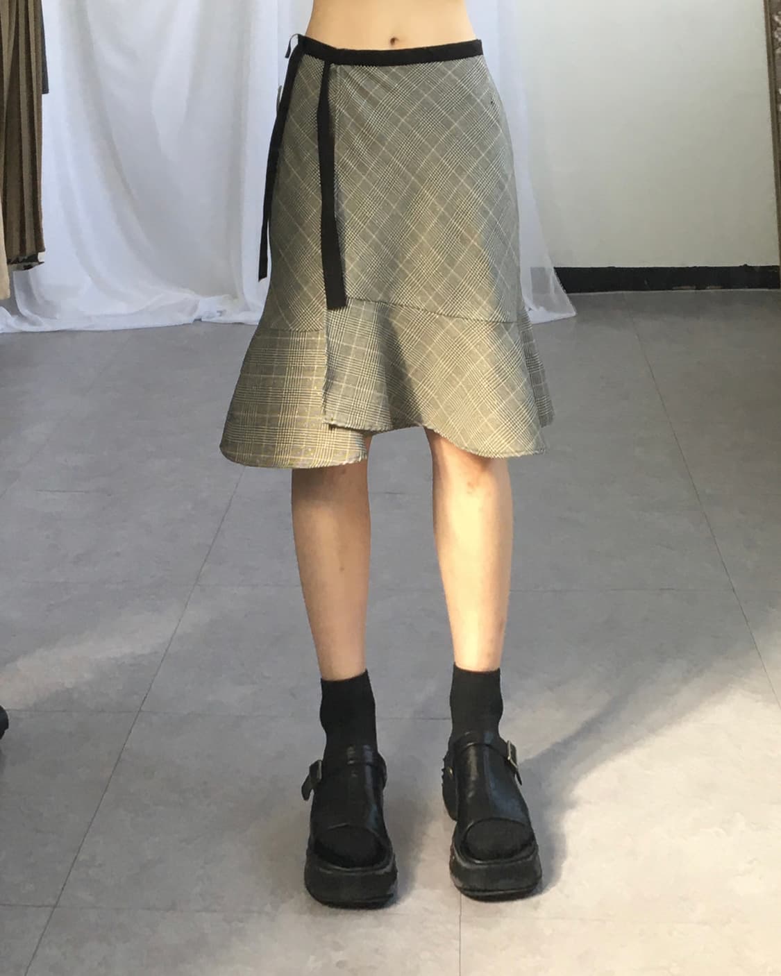 Check pattern wrap skirt 상품이미지5
