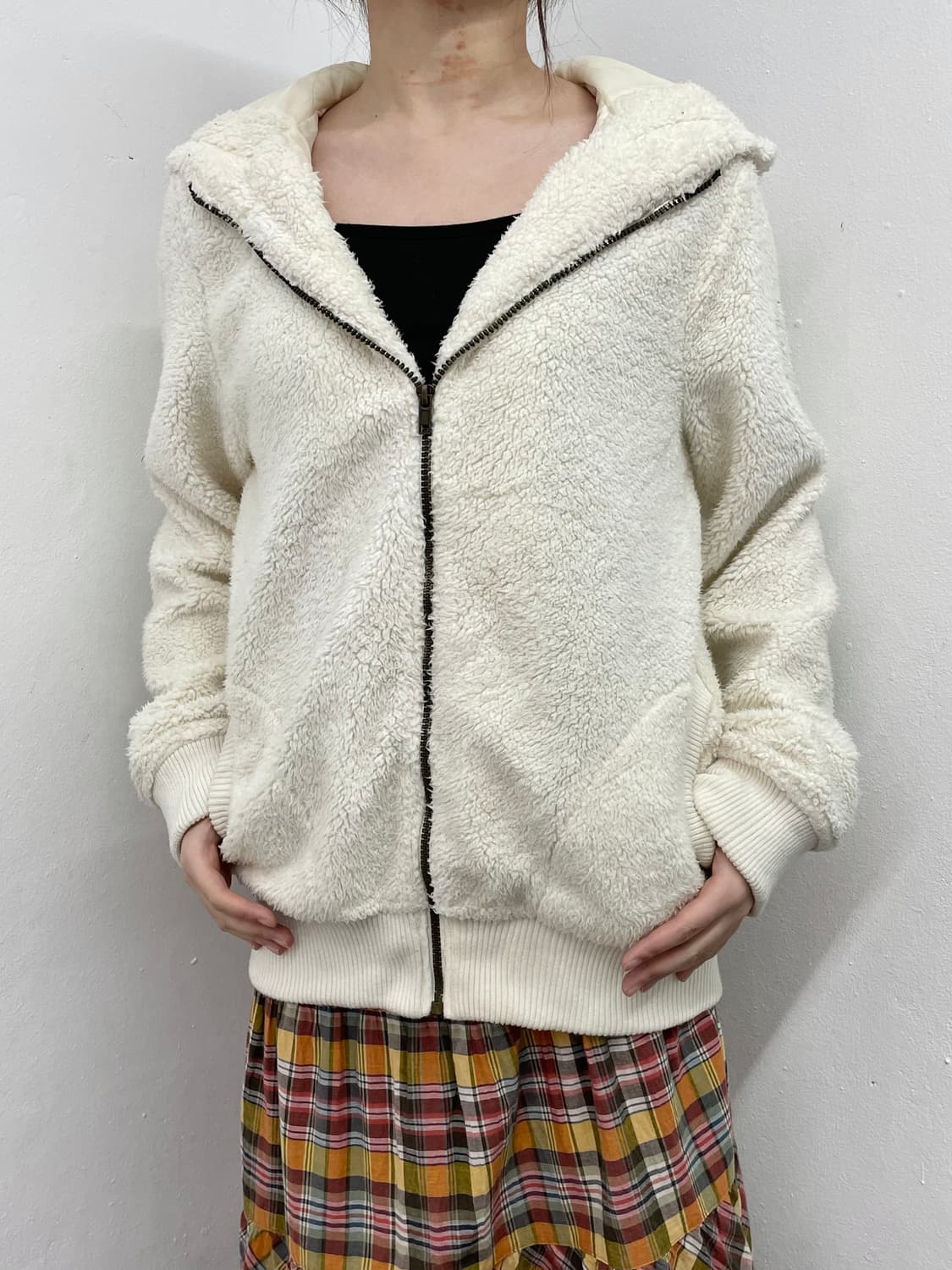 크림 보글 후드집업 상품이미지1