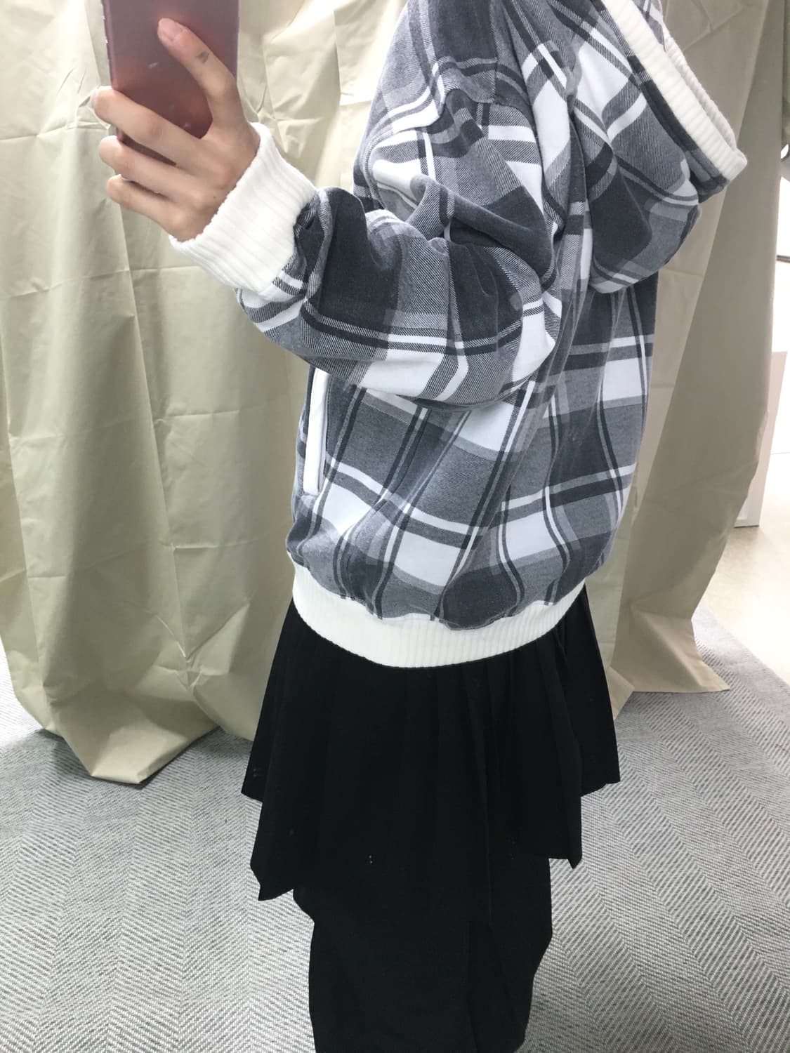 JPN Check check hood zip up 상품이미지4