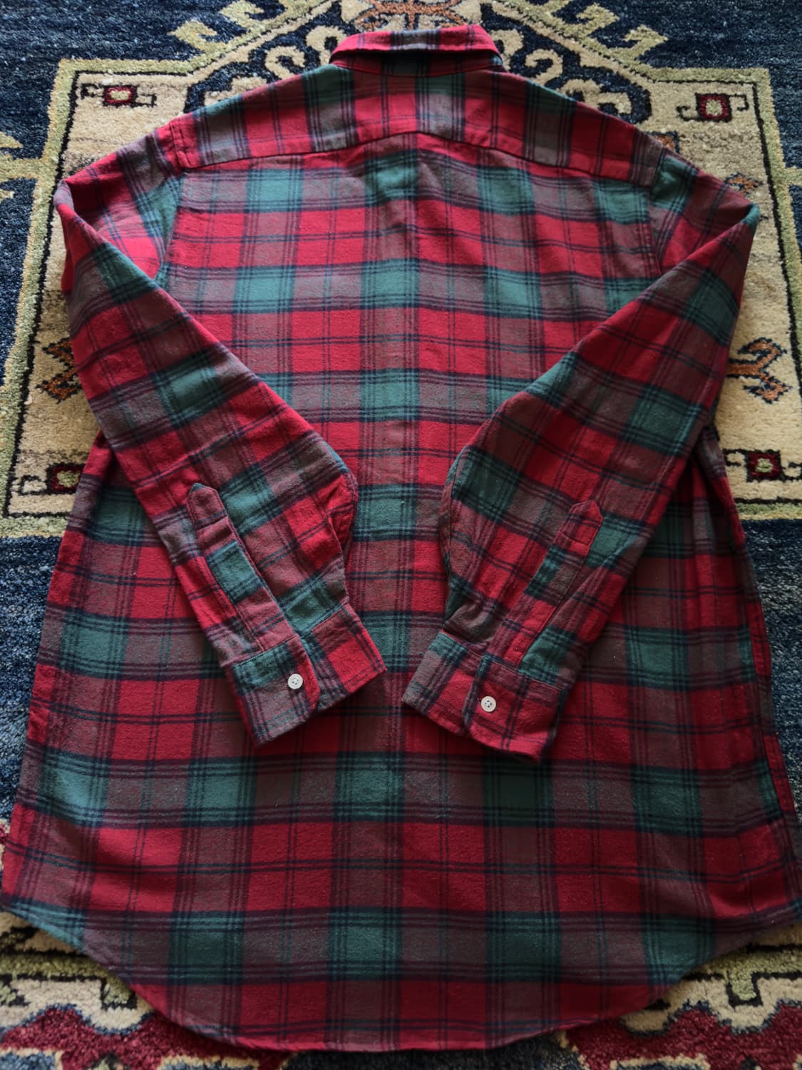 80s 90s USA 엘엘빈 버튼다운 플란넬 타탄 체크셔츠 상품이미지7