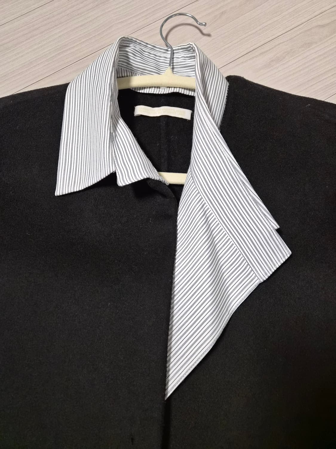 캐시미어 혼방 셔츠 레이어드 노칼라 코트 상품이미지6