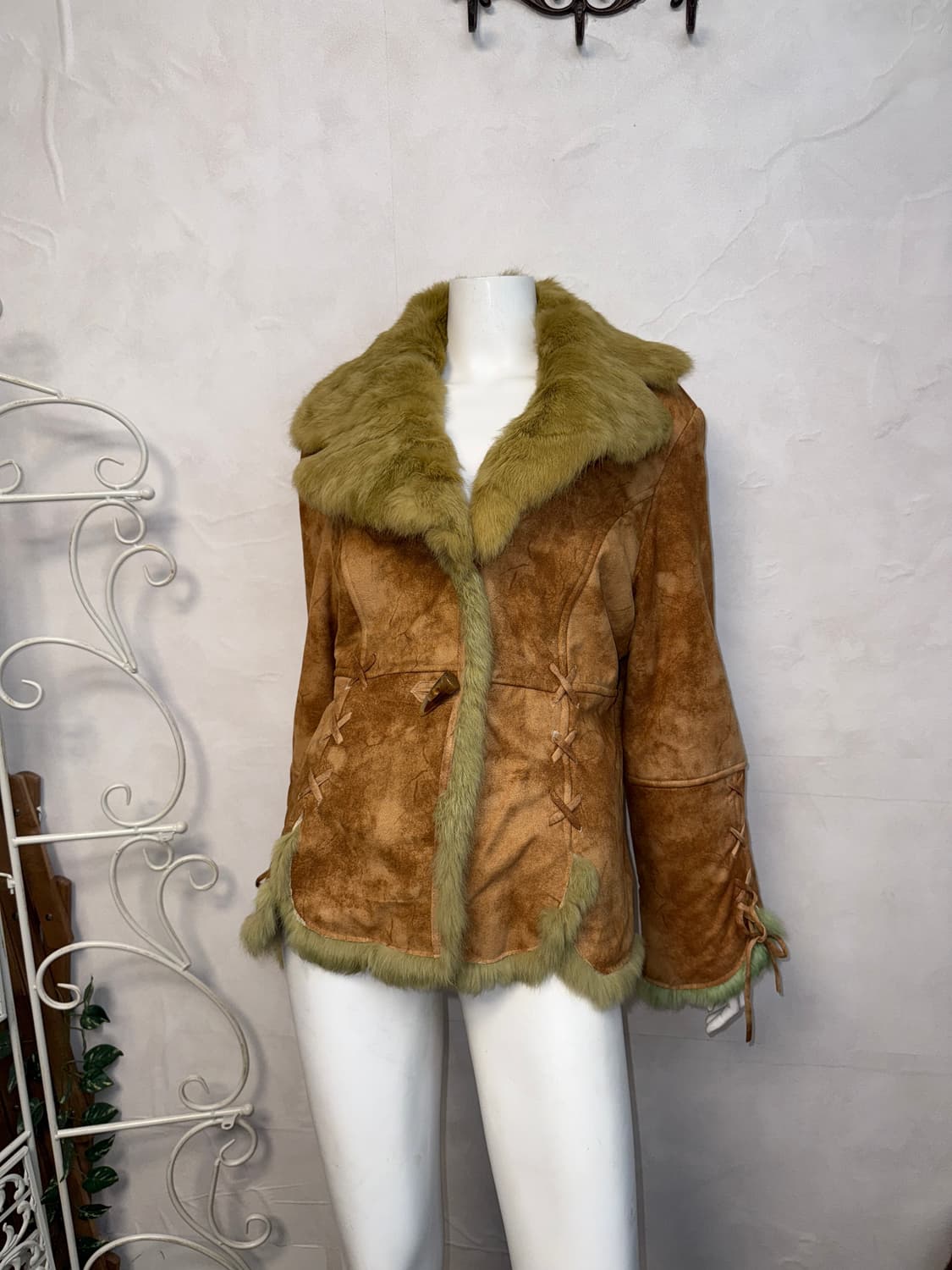 Brown tie dye rabbit fur laceup mustang 상품이미지5