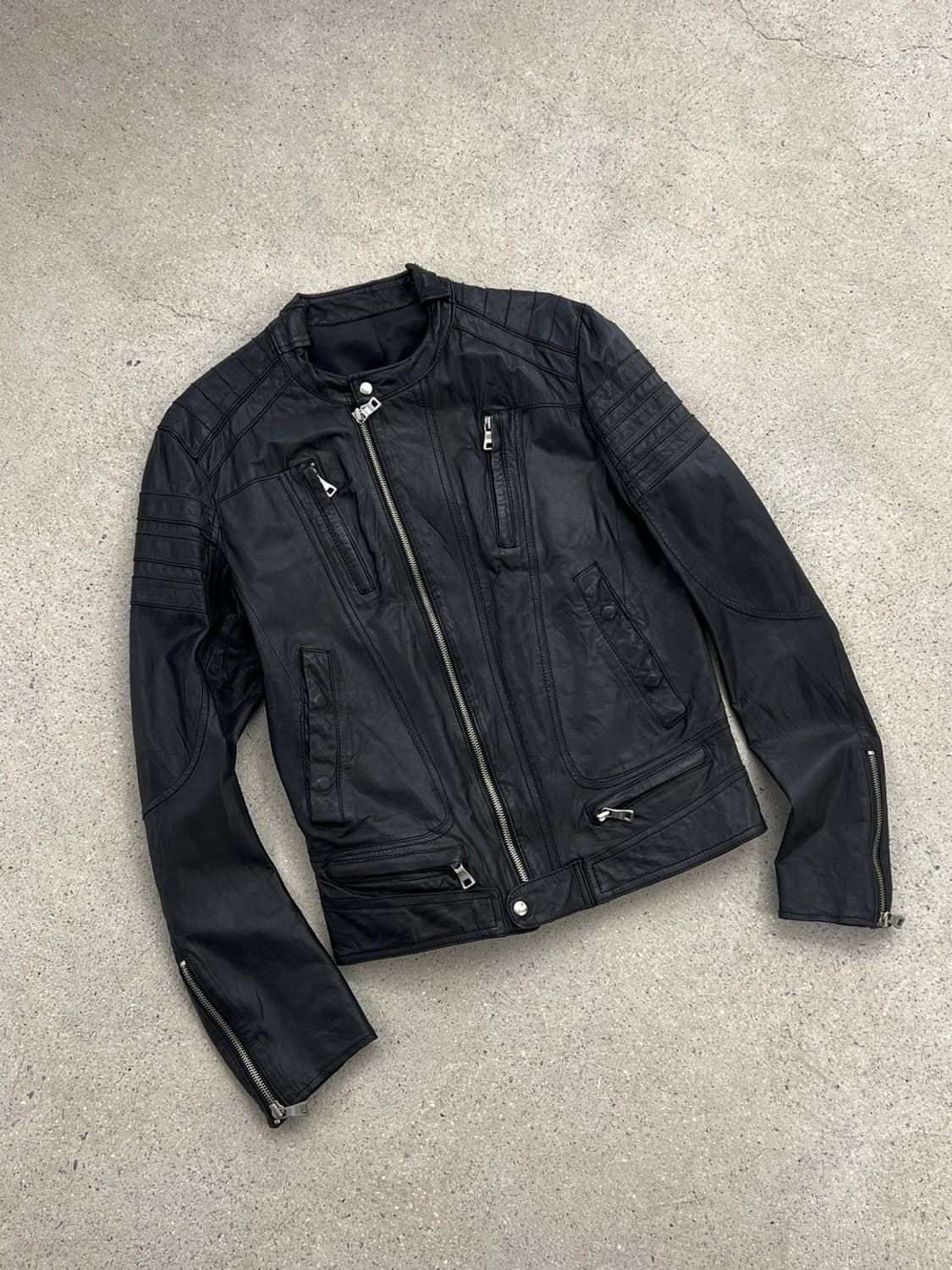 빈티지 램스킨 모토 바이커 레더 자켓 상품이미지3