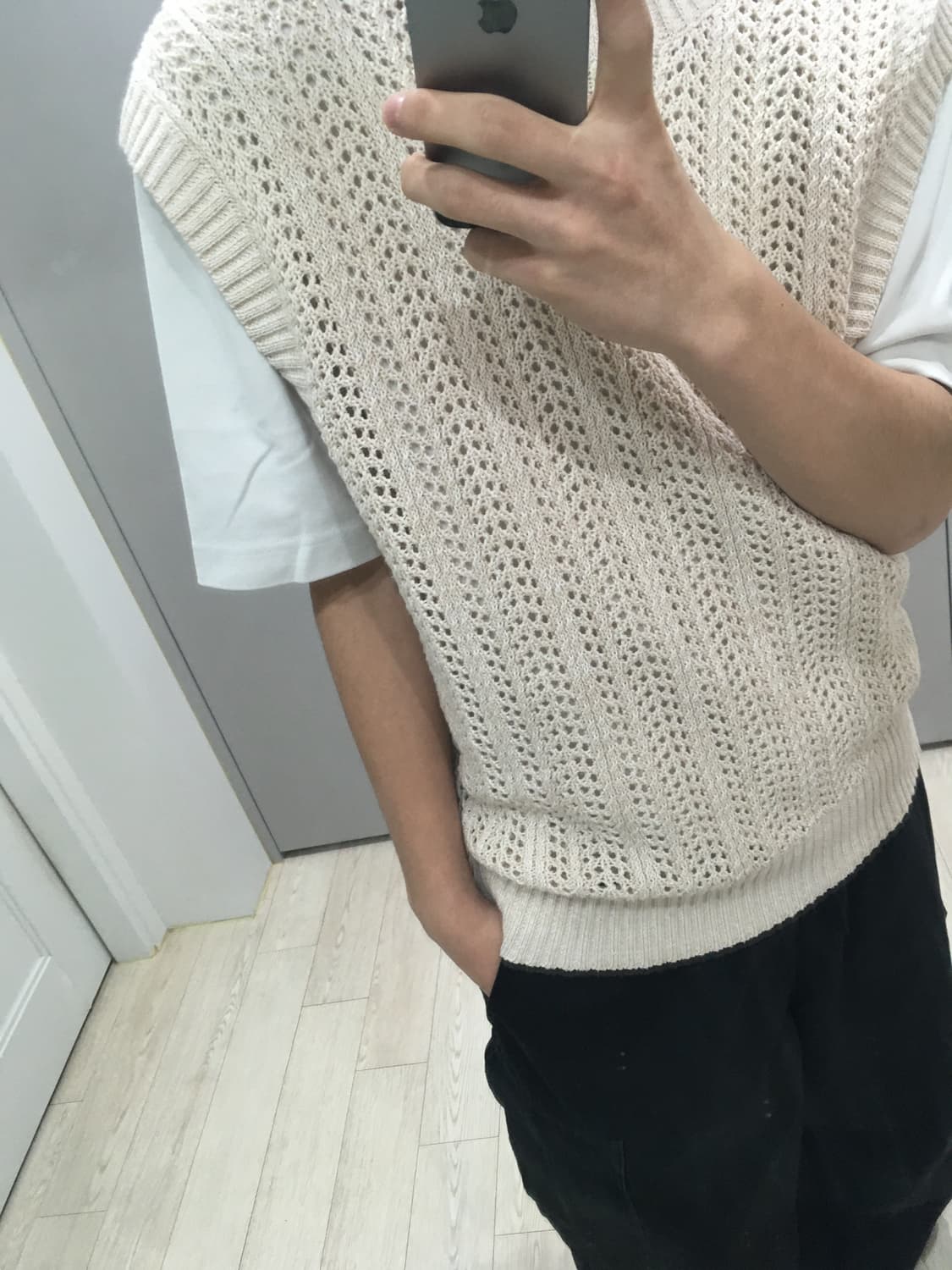 베이지 니트 베스트 m 상품이미지4