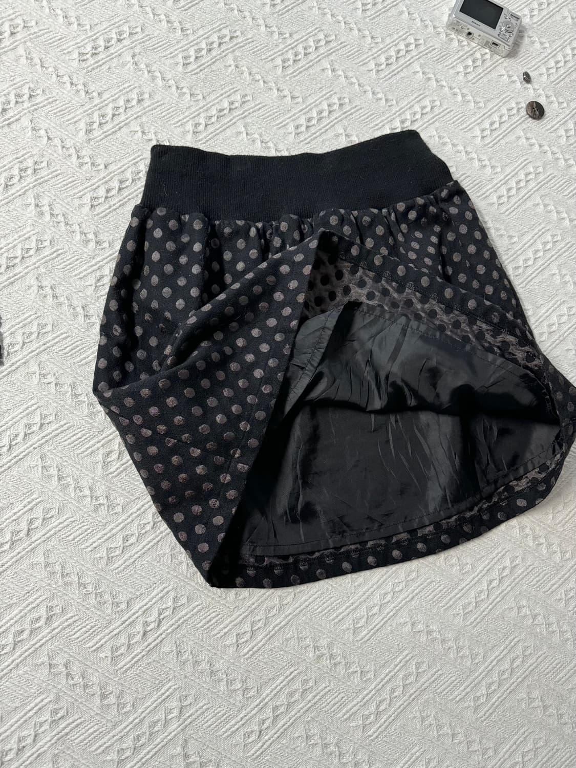 셔링 넥 레이어드 버튼 도트 패턴 스커트 2pcs SET 상품이미지9