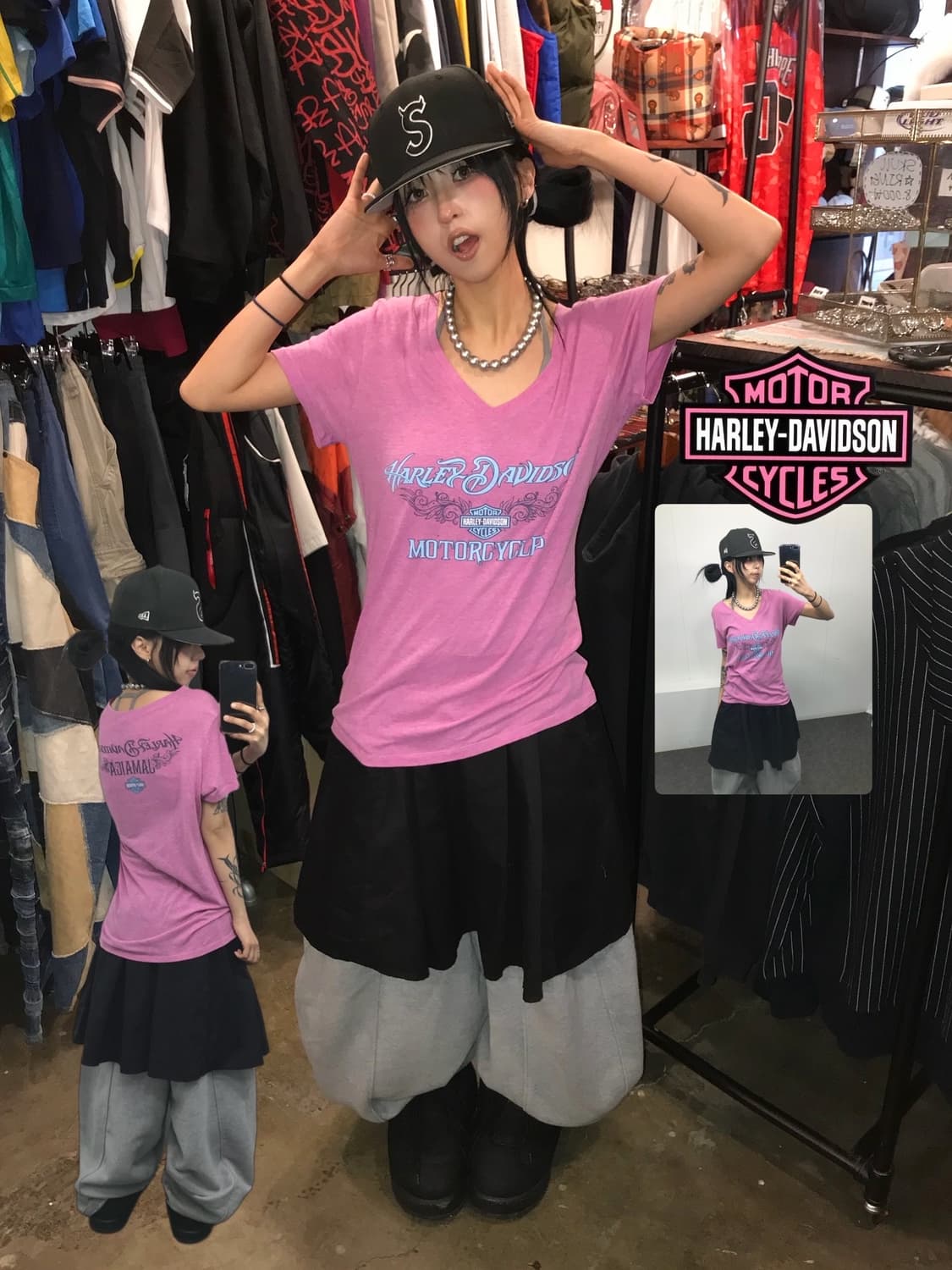 Harley-Davidson Pink ! T-shirt 상품이미지1