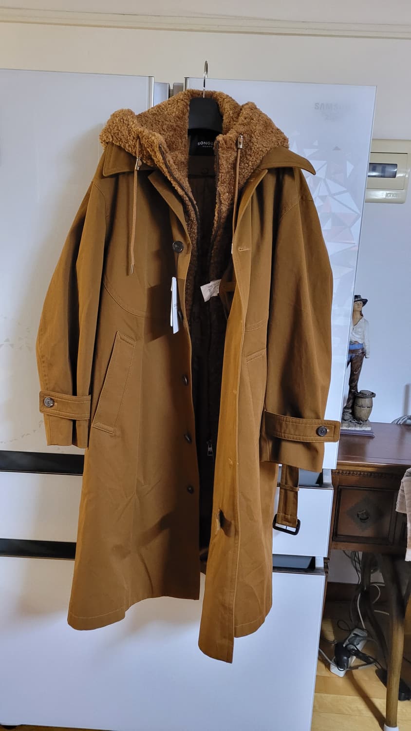 송지오옴므 코트 페이크 시어링 후드 레이어드 상품이미지5