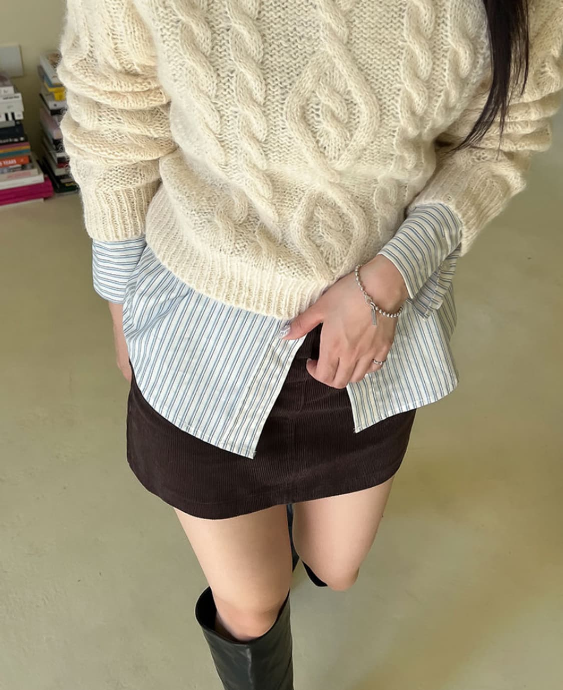 코듀로이 미니스커트(블랙 컬러) 상품이미지1