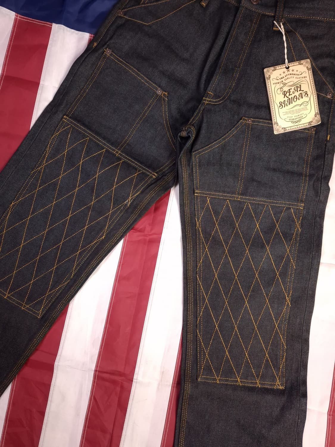 택새제품 오리지날 리얼시몬스 더블니 셀비지 바이커 데님진 상품이미지2