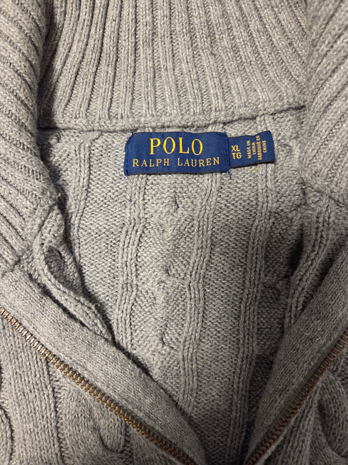 폴로 랄프로렌 케이블 니트 반집업 XL 회색 상품이미지3