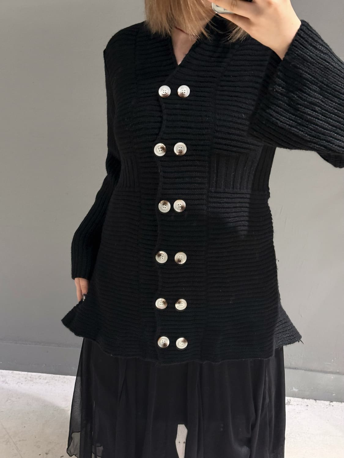 double button non-collar cardigan 상품이미지3