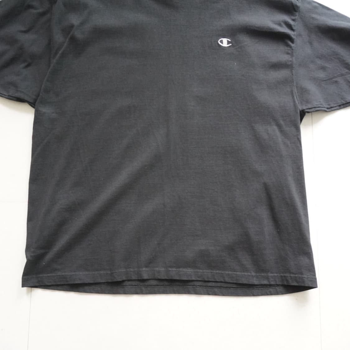 90s 챔피언 MADE IN USA 빈티지 C로고 블랙 반팔티 (XL) 상품이미지4