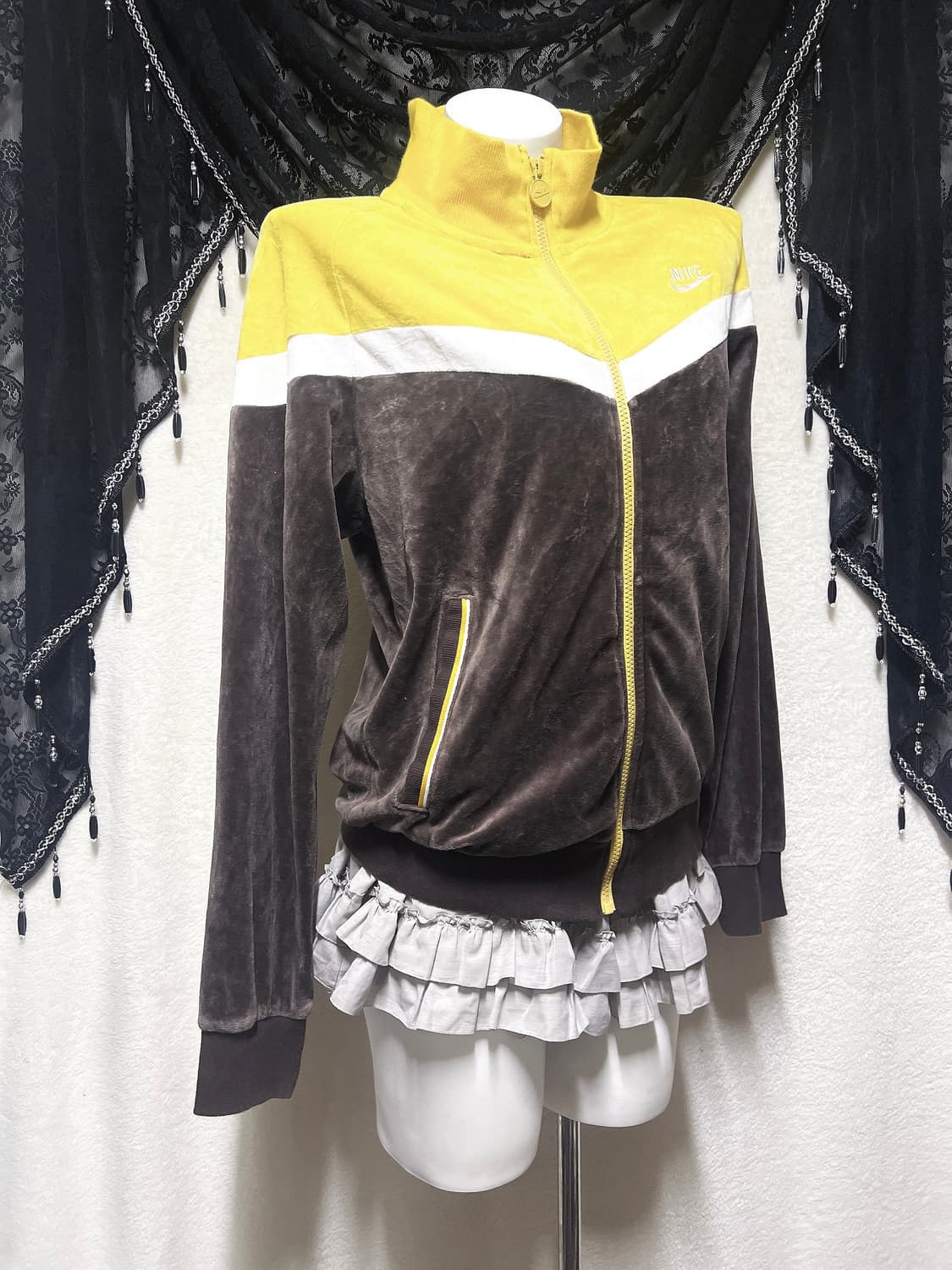 나이키 초코바나나 브라운 벨벳 트랙탑 집업 저지 져지 스포티 갸루 핀터 상품이미지1