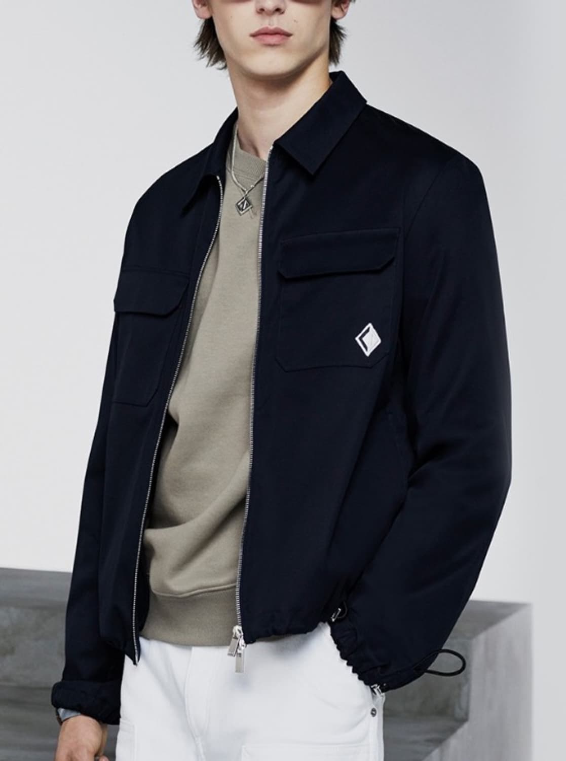 (A+/52) / 디올 다이아몬드 로고 자수 블루종 봄버 자켓 네이비 상품이미지8