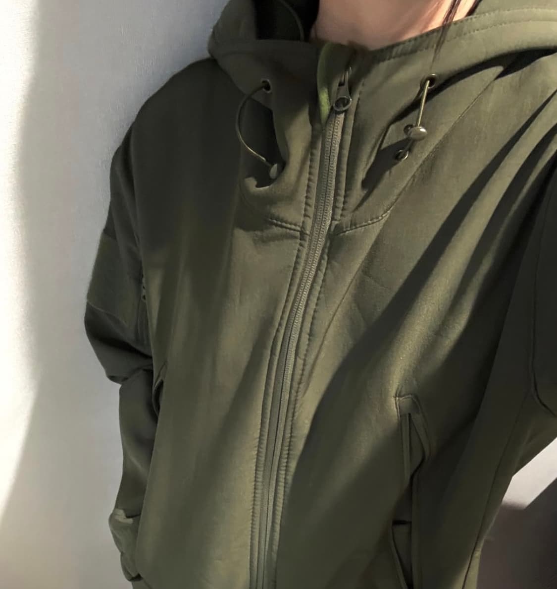 카키 하이넥 안감 집업 M 상품이미지1