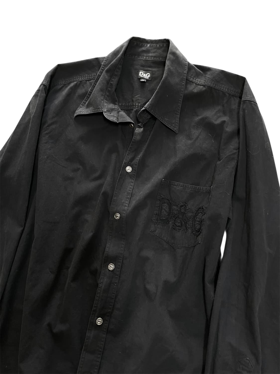 돌체앤가바나 D&G 포켓 자수로고 루즈핏 셔츠 블랙 아카이브무채색빈티지 상품이미지6