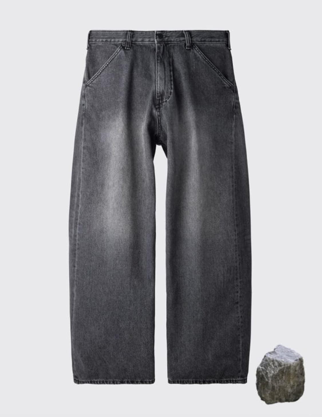 (Size 4) 해칭룸 와이드커브진 워시드블랙 상품이미지1