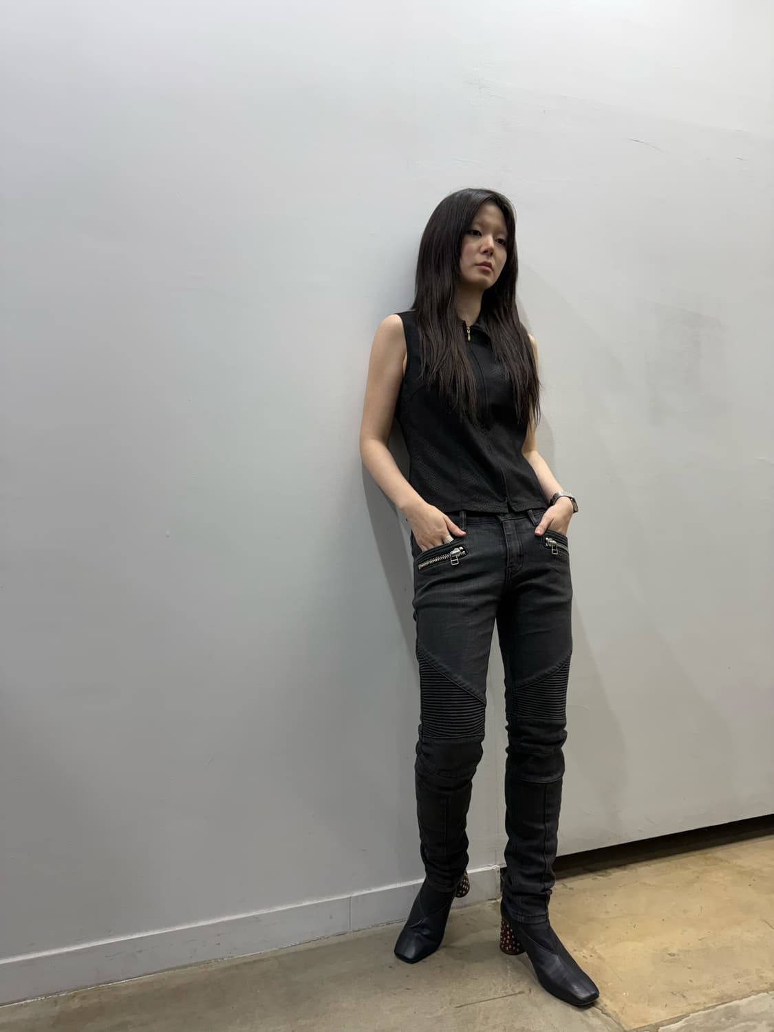 No i.D. 바이커 무드 슬림 데님진 상품이미지8