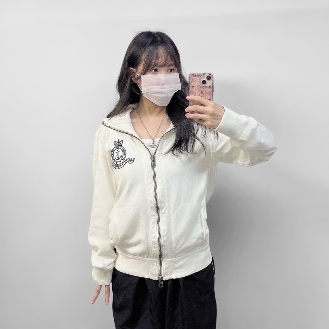 폴로 랄프로렌 파커 자수 후드집업 화이트 상품이미지1
