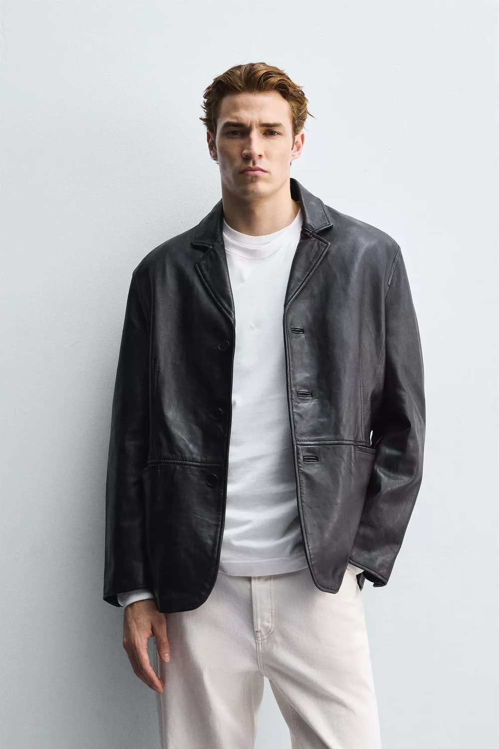 자라 릴렉스핏 양가죽 레더 블레이저 라지 L 상품이미지3