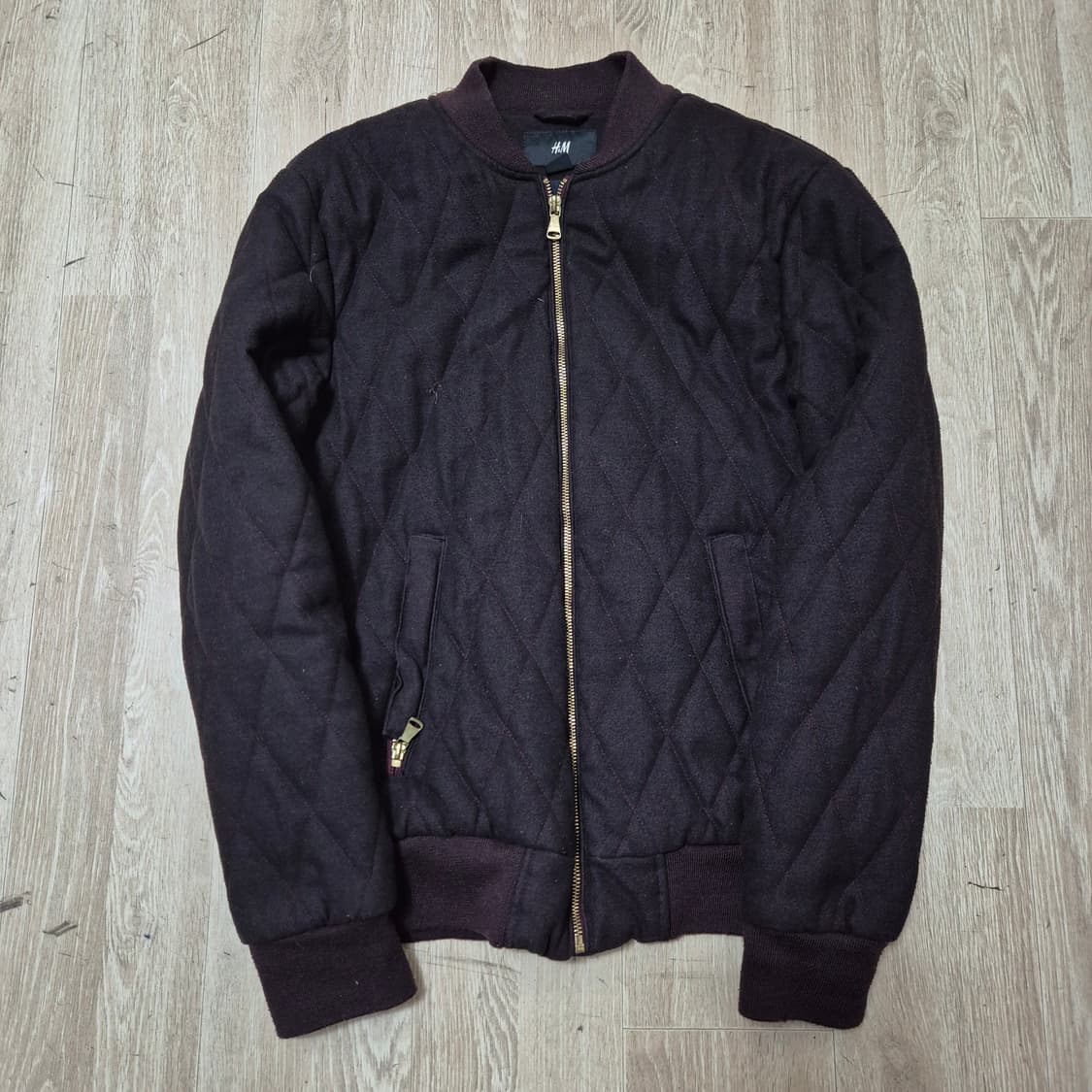 H&M 에이치앤엠 남성 다이아몬드 퀼팅 모직 블루종 자켓 S(90) 상품이미지1