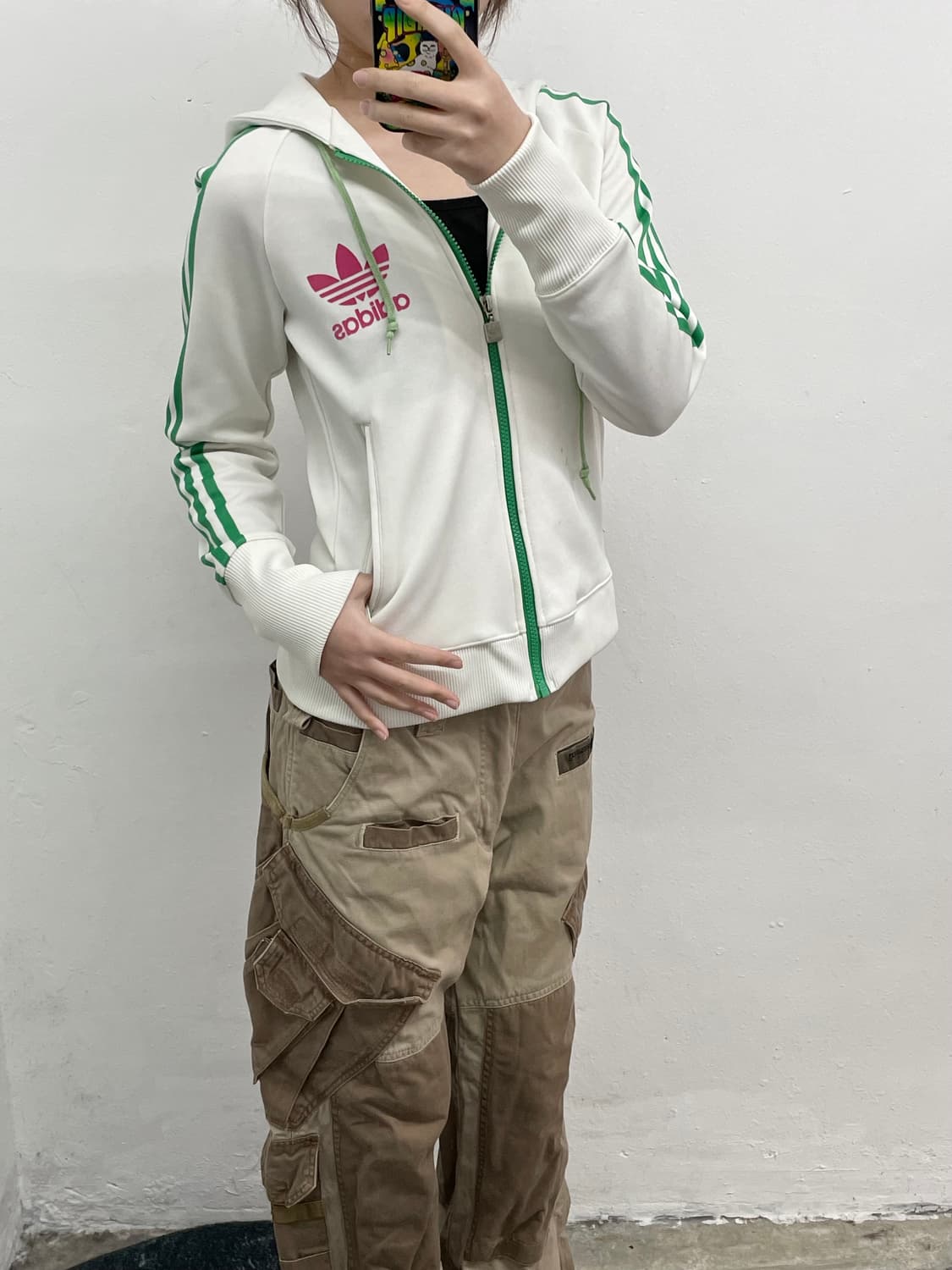 아디다스 흰초 파이어버드 후드 트랙집업 상품이미지3