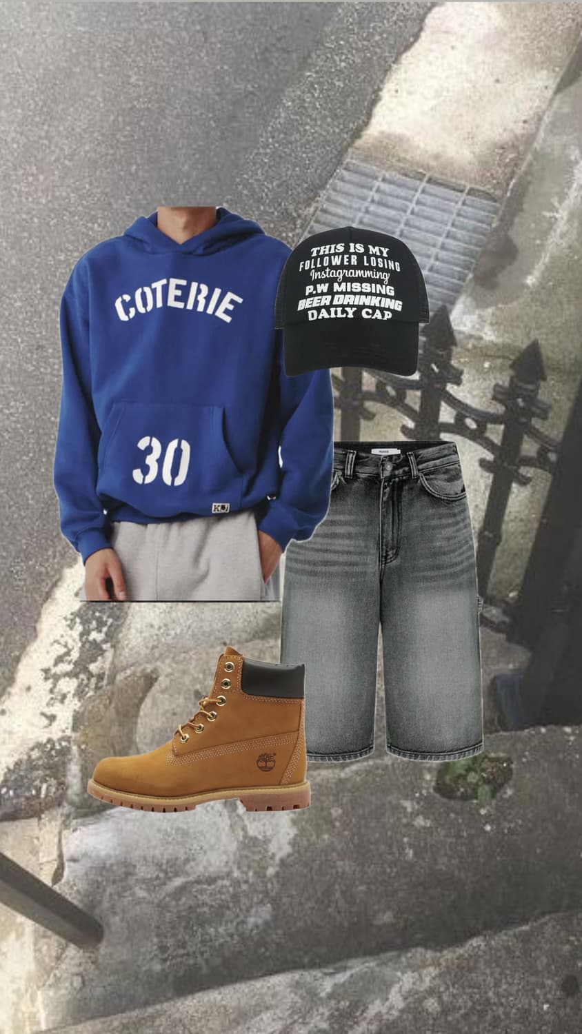 개강룩 코디 올 브랜드 꾸안꾸 후드티 버뮤다 팀버랜드 상품이미지1