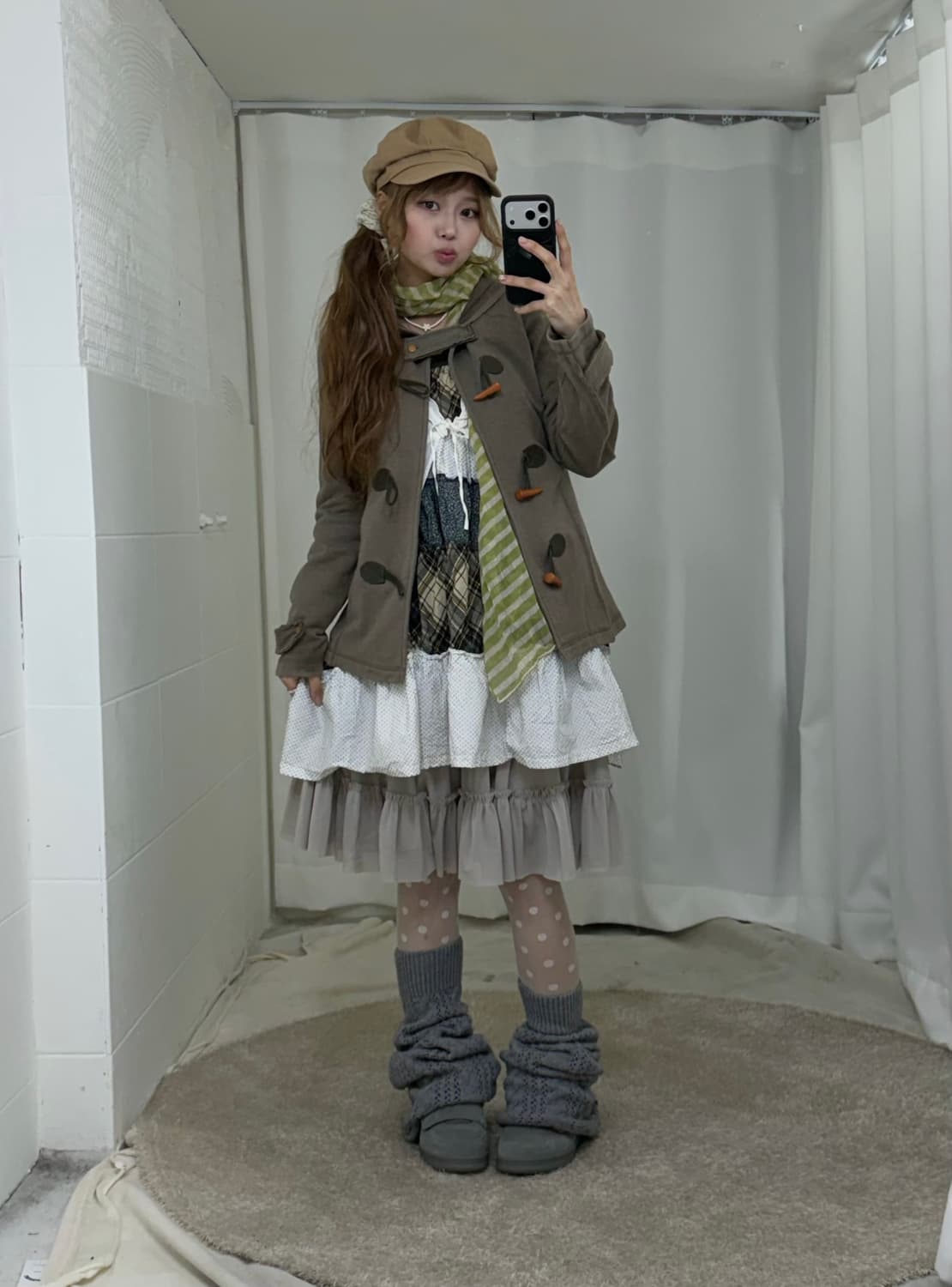 카키 패치워크 하구미 모리걸 코디세트 상품이미지1